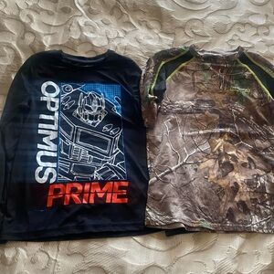 Set of 2 - Realtree Camo Short and Optimus Prime Long Sleeve Size Youth Large